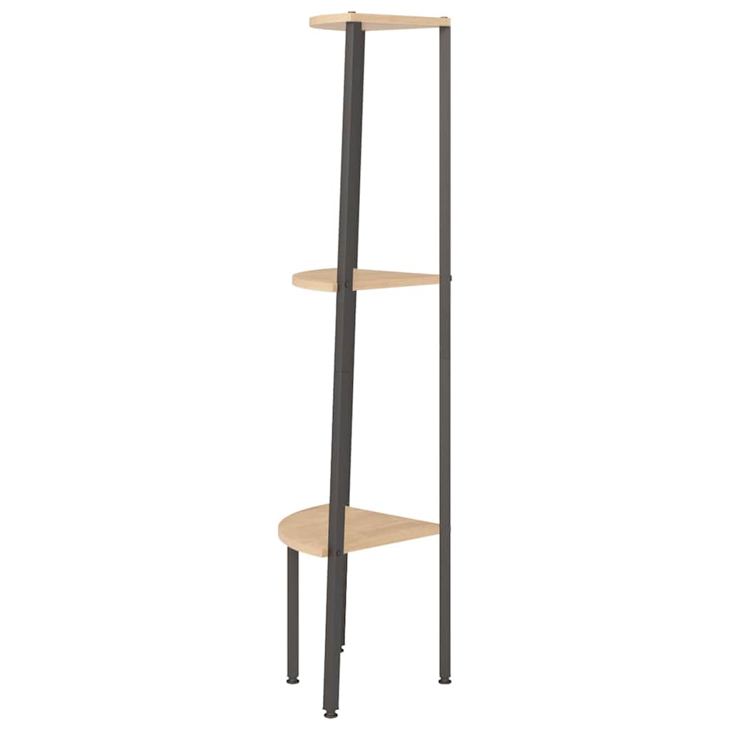 stigereol med 3 hylder 45,5x31,5x120 cm lysebrun og sort