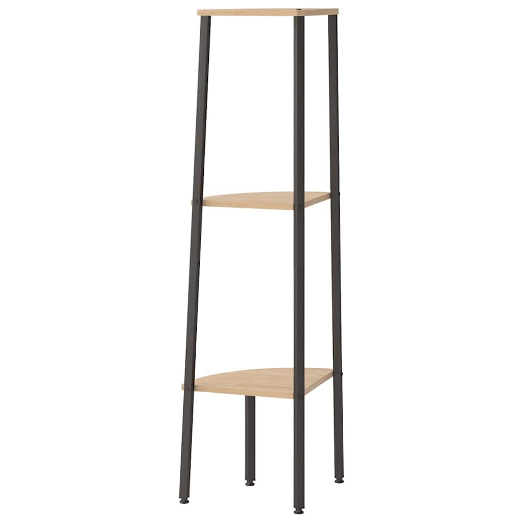 stigereol med 3 hylder 45,5x31,5x120 cm lysebrun og sort