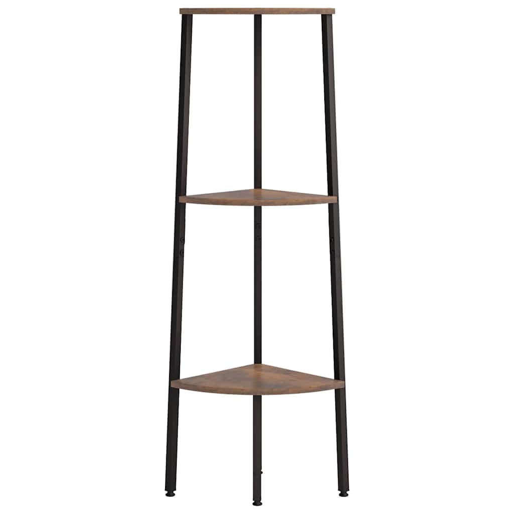 stigereol med 3 hylder 45,5x31,5x120 cm mørkebrun og sort