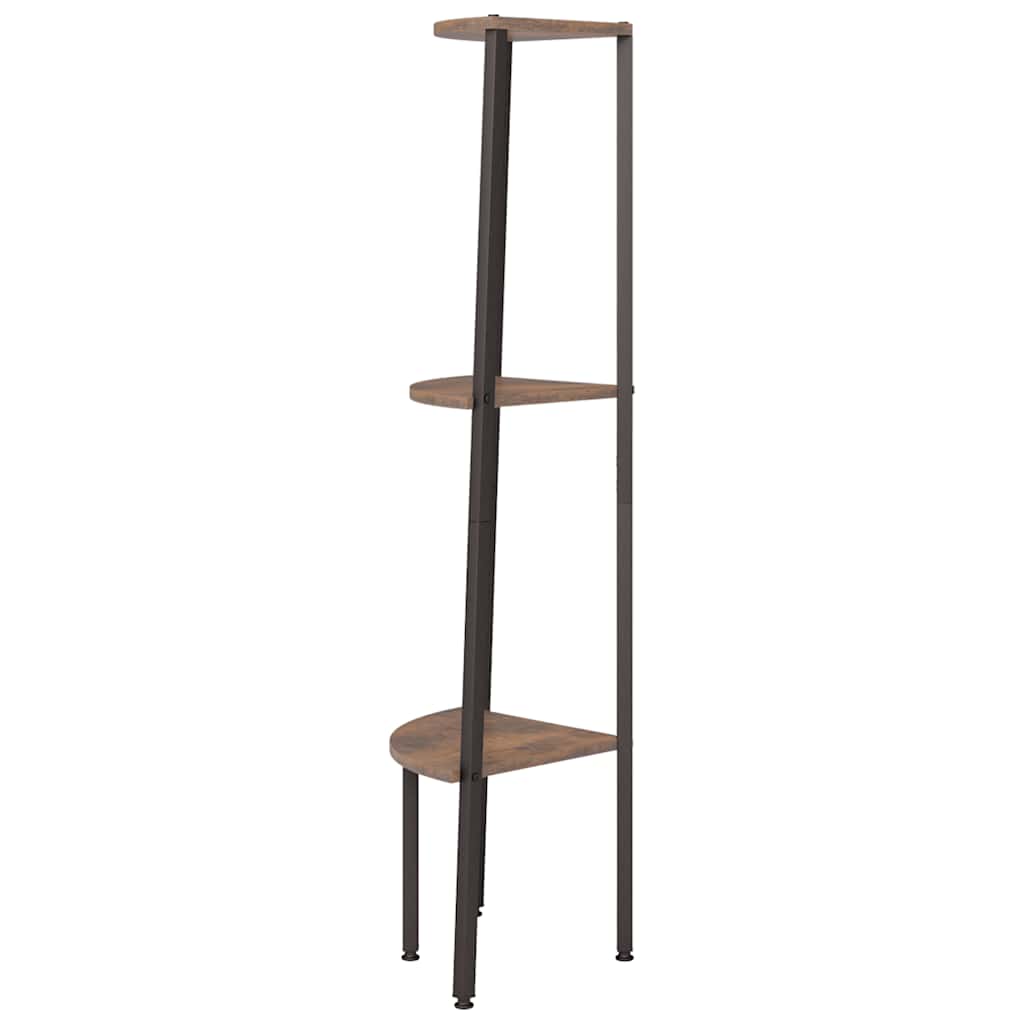 stigereol med 3 hylder 45,5x31,5x120 cm mørkebrun og sort