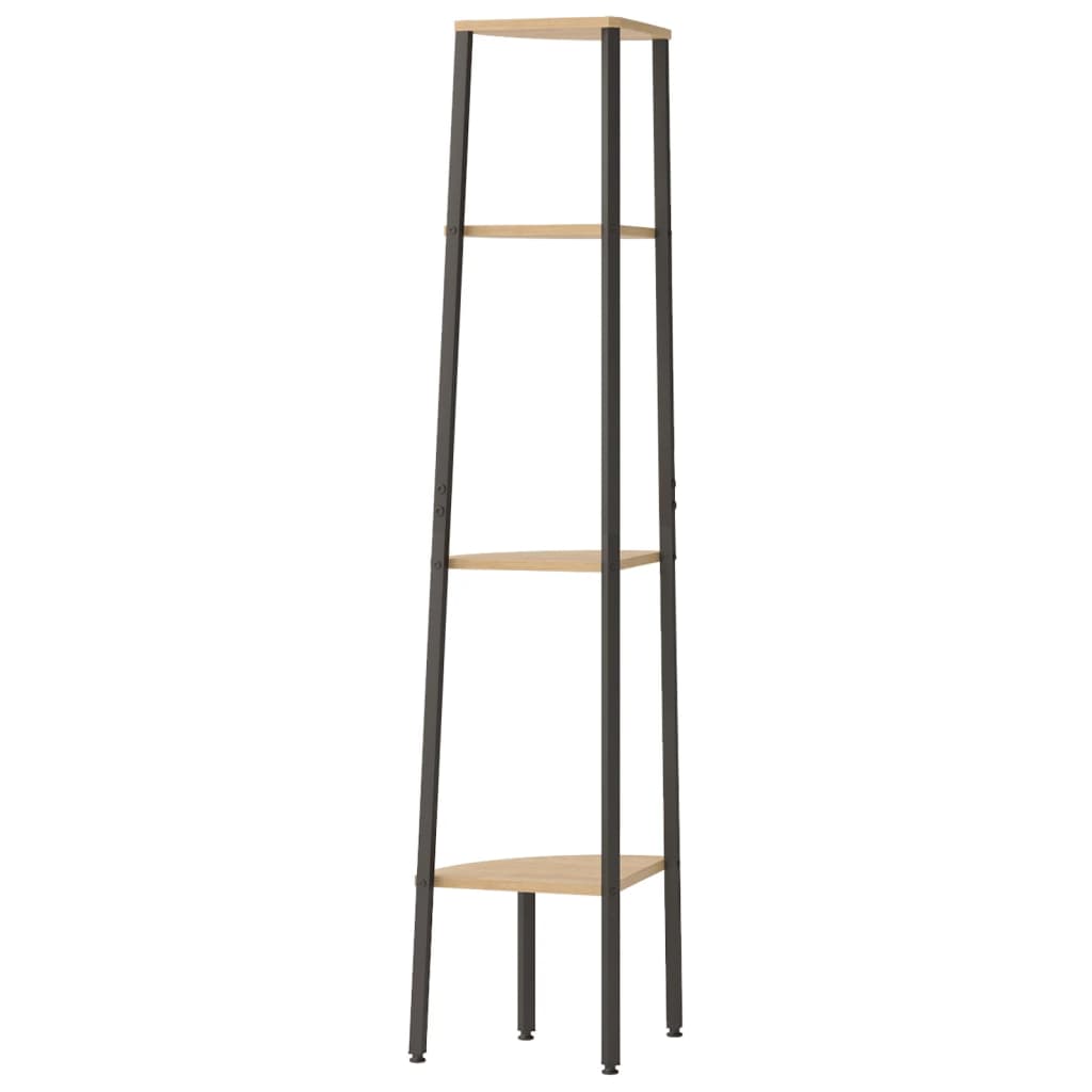 4-lags hjørnehylde lysebrun og sort 45,5x31,5x150 cm