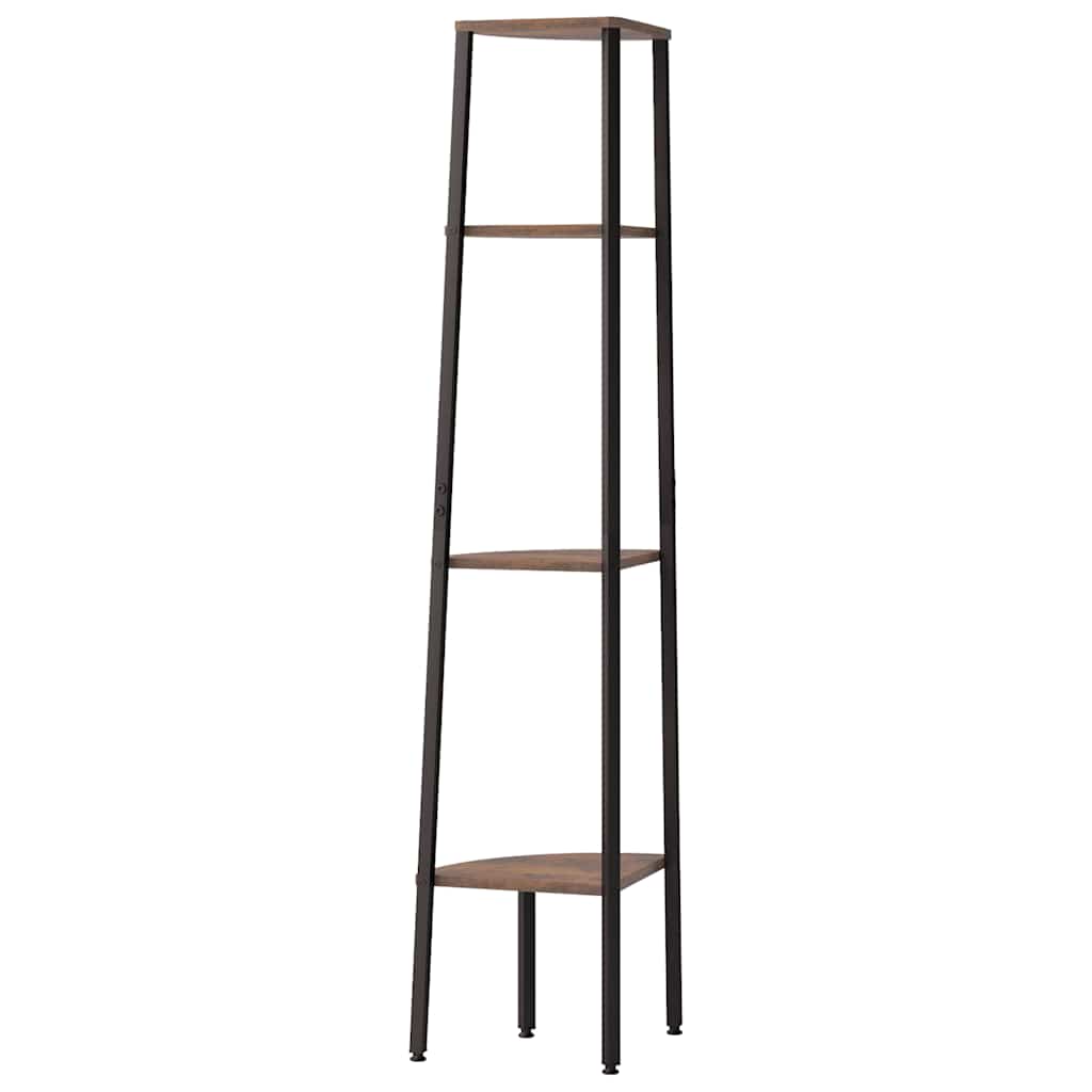 4-lags hjørnereol mørkebrun og sort 45,5x31,5x150 cm
