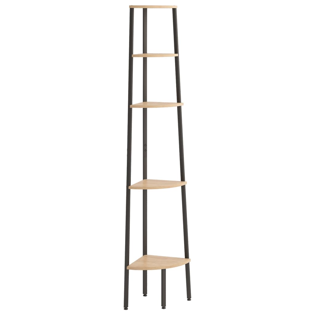 stigereol med 5 hylder 45,5x31,5x180 cm lysebrun og sort