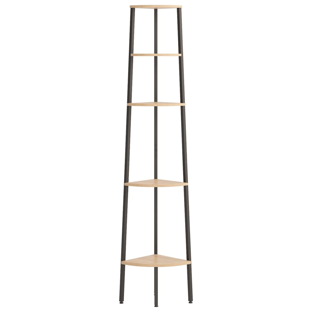 stigereol med 5 hylder 45,5x31,5x180 cm lysebrun og sort