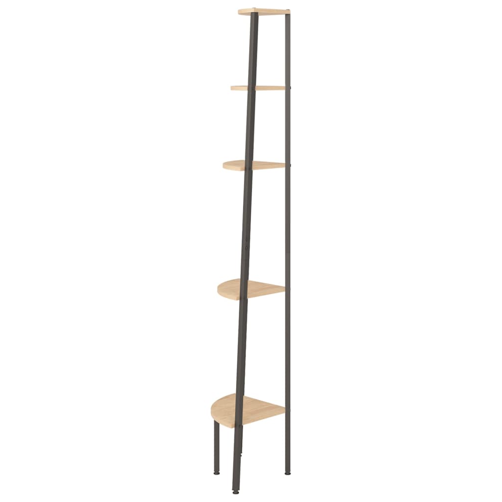 stigereol med 5 hylder 45,5x31,5x180 cm lysebrun og sort