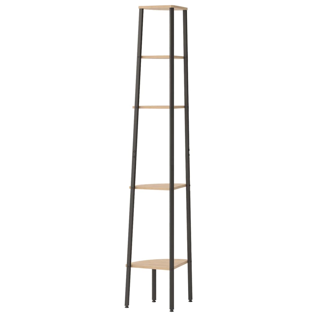 stigereol med 5 hylder 45,5x31,5x180 cm lysebrun og sort