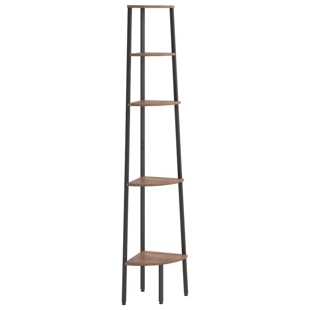stigereol med 5 hylder 45,5x31,5x180 cm mørkebrun og sort