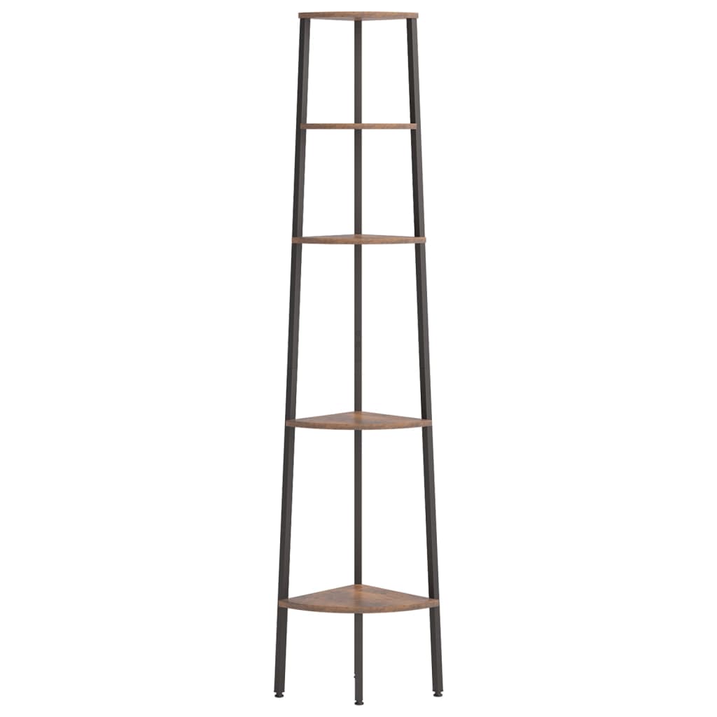 stigereol med 5 hylder 45,5x31,5x180 cm mørkebrun og sort