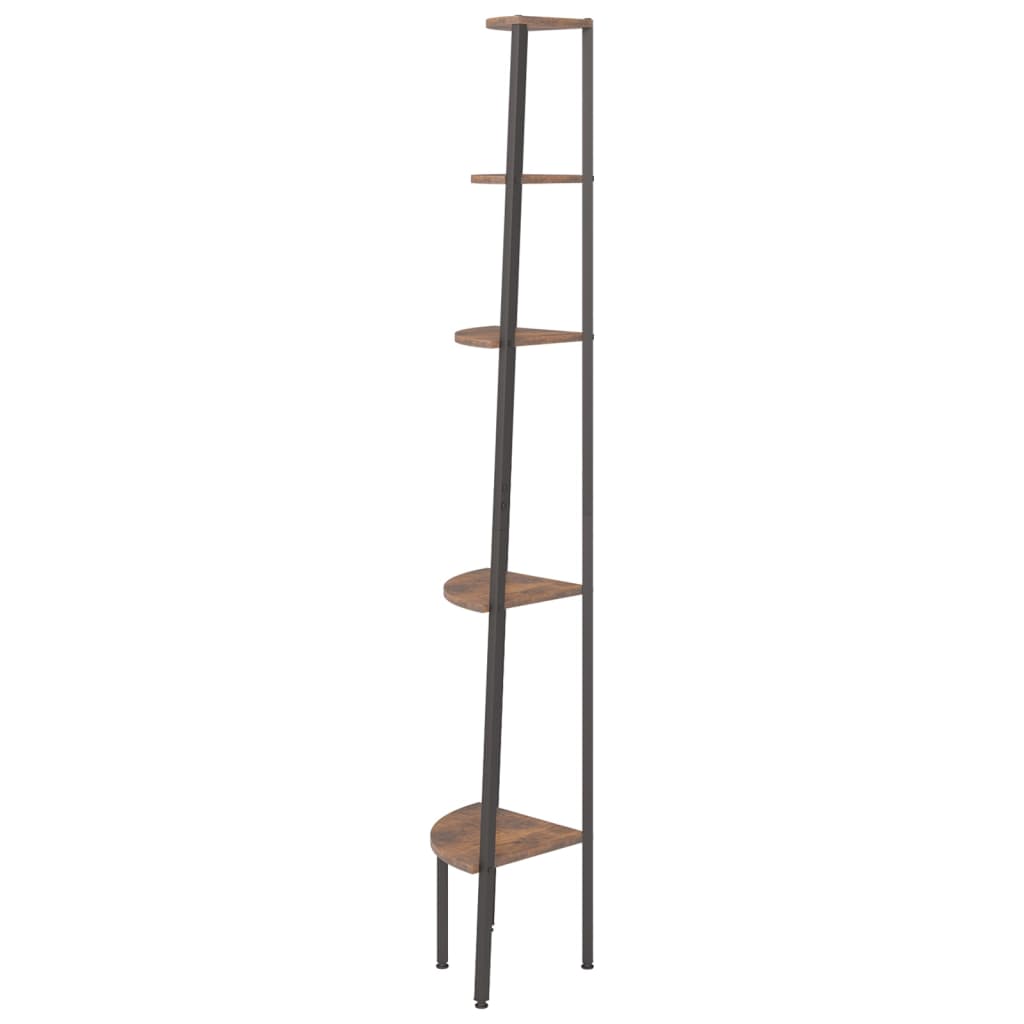 stigereol med 5 hylder 45,5x31,5x180 cm mørkebrun og sort