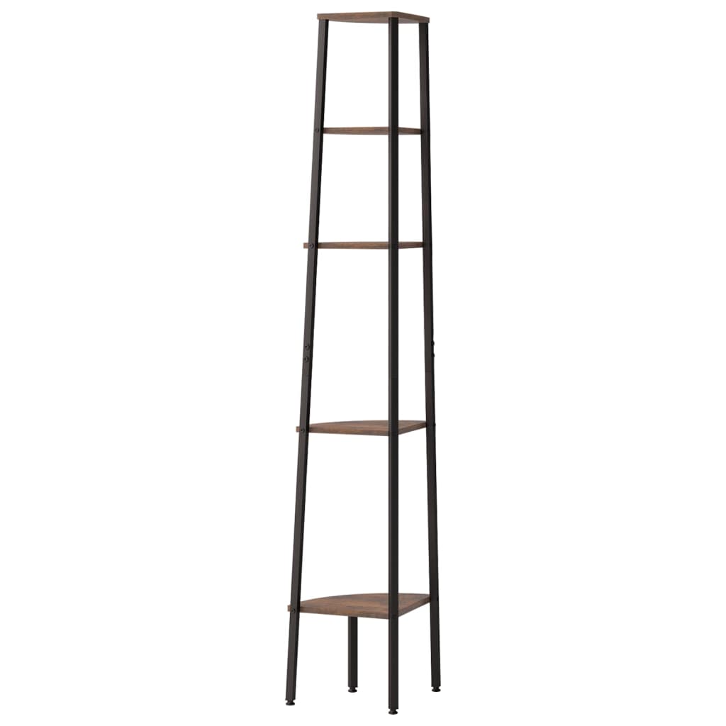 stigereol med 5 hylder 45,5x31,5x180 cm mørkebrun og sort
