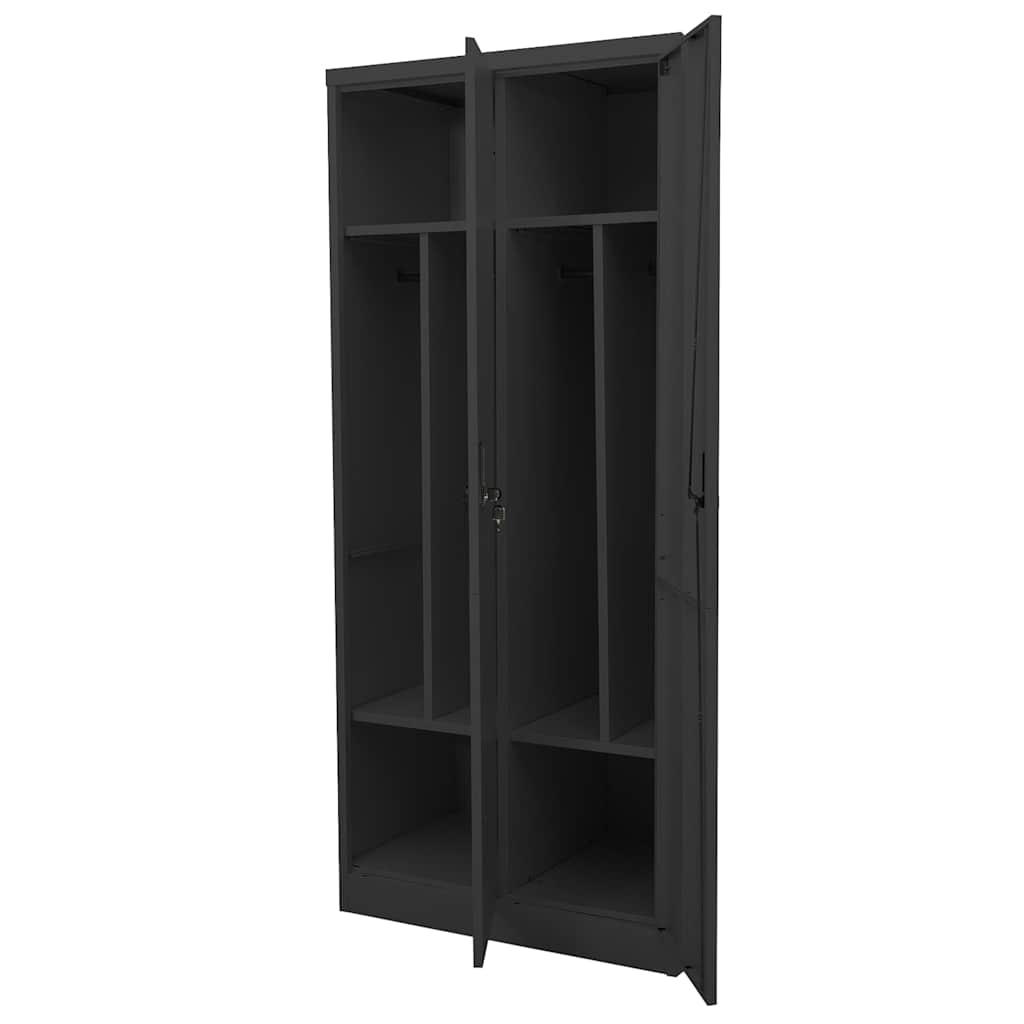 klædeskab 80x50x180 cm stål antracitgrå