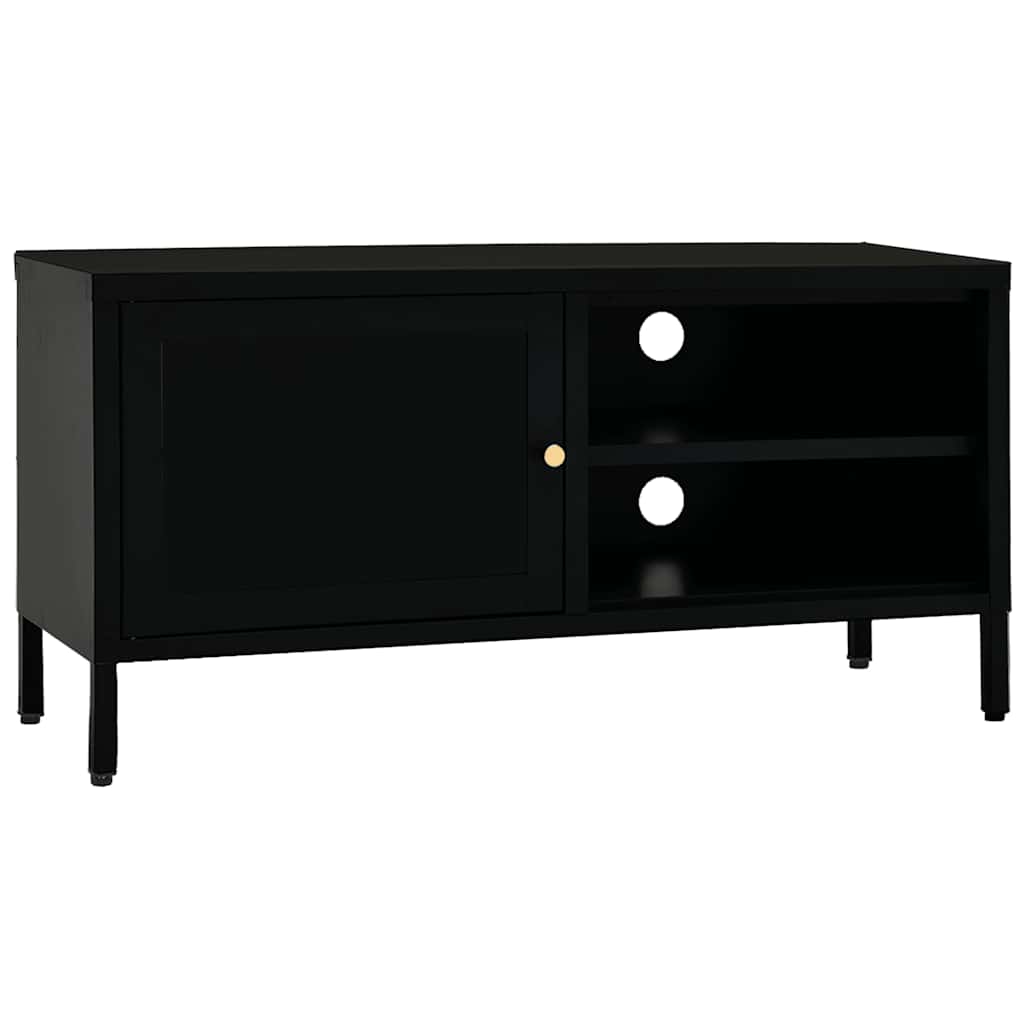 tv-skab 90x30x44 cm stål og glas sort