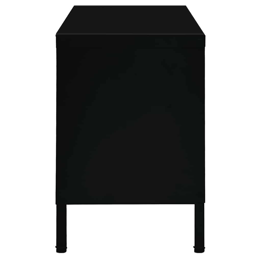 tv-skab 90x30x44 cm stål og glas sort