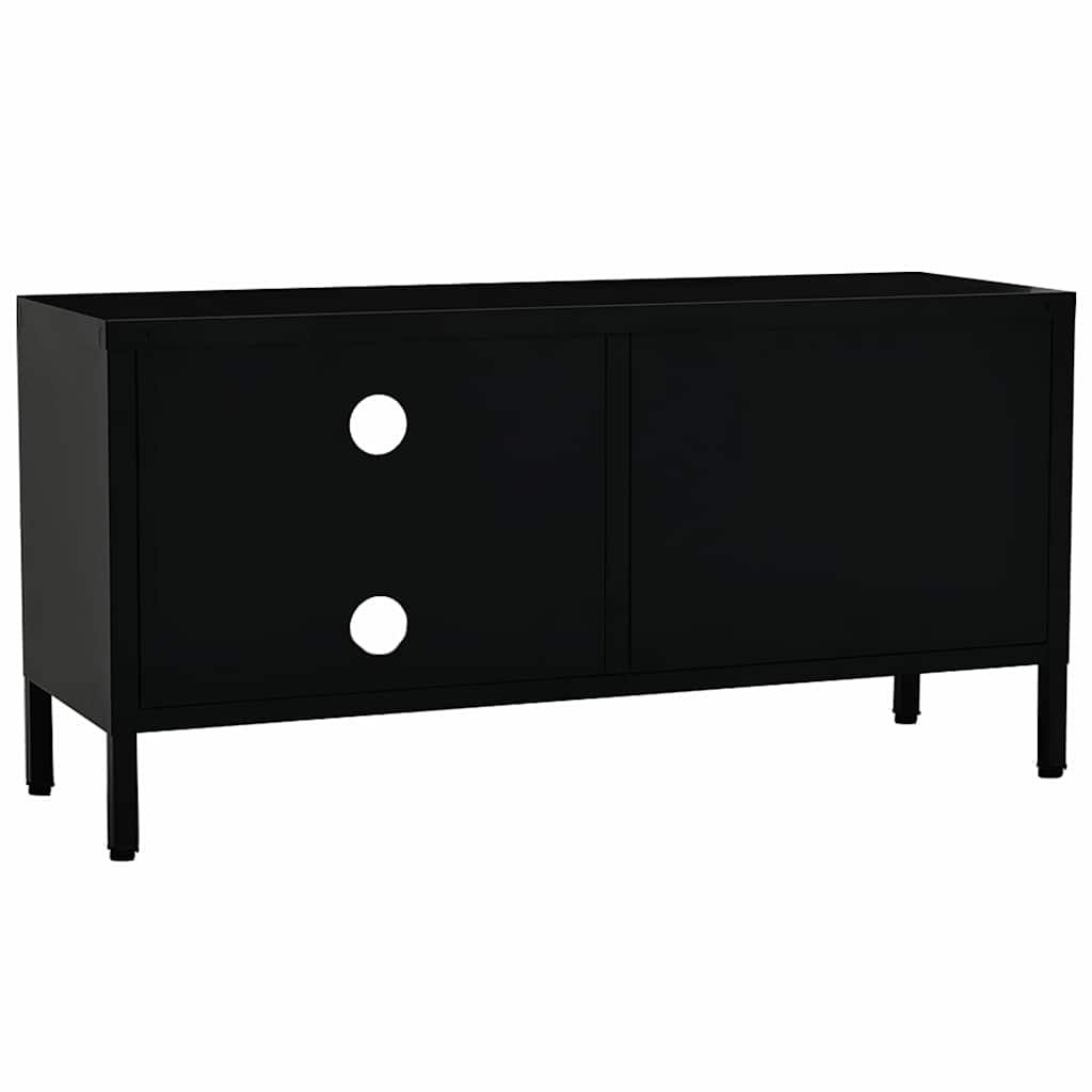 tv-skab 90x30x44 cm stål og glas sort