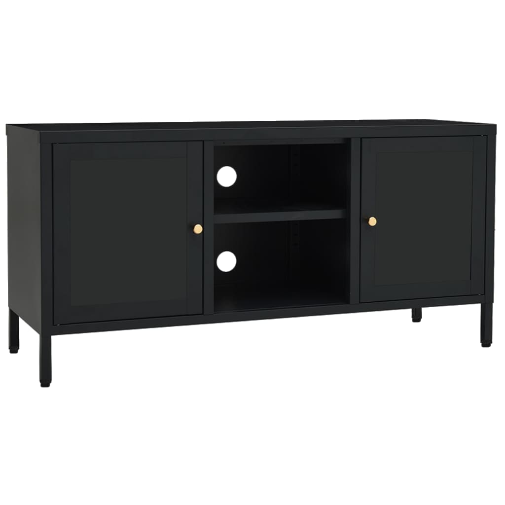 tv-skab 105x35x52 cm stål og glas sort