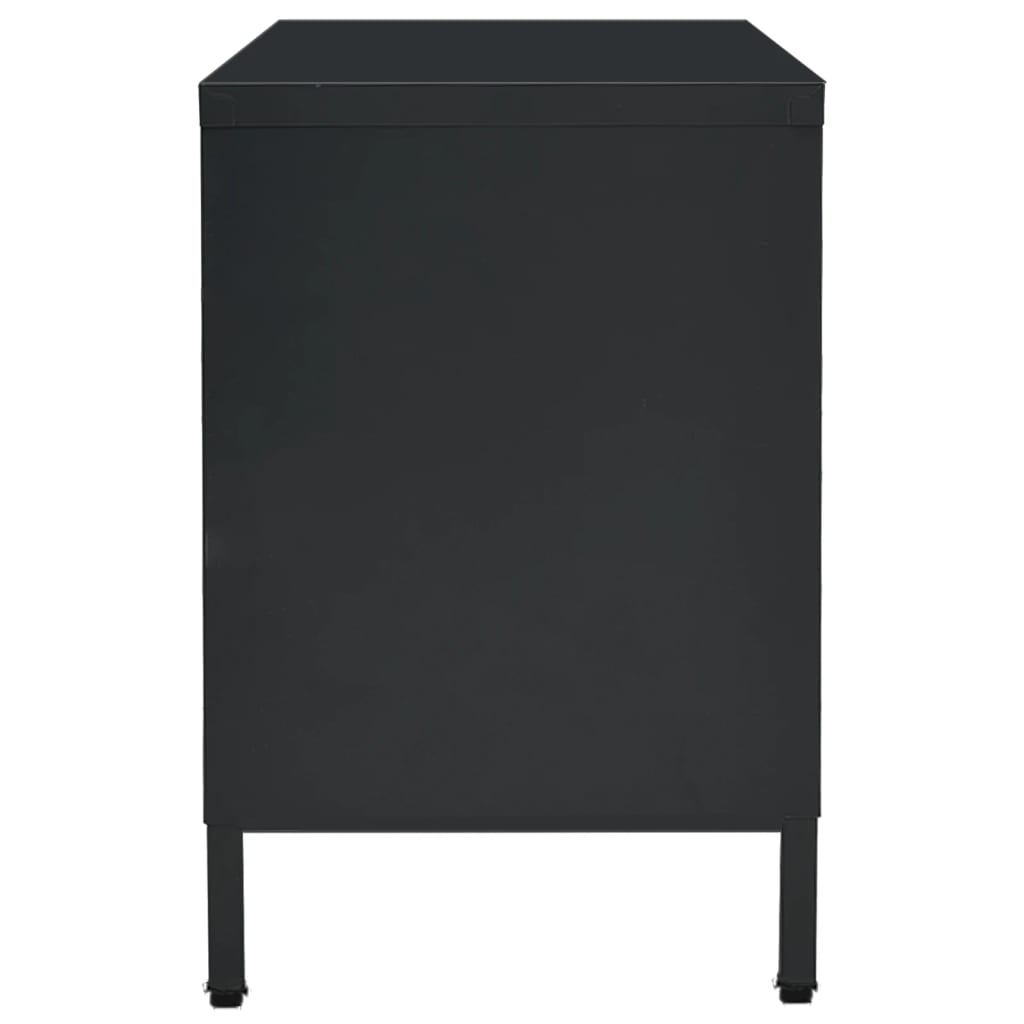tv-skab 105x35x52 cm stål og glas sort
