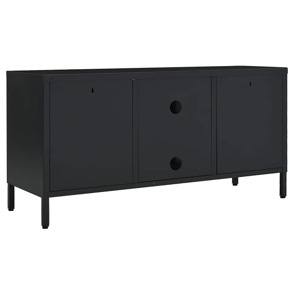 tv-skab 105x35x52 cm stål og glas sort