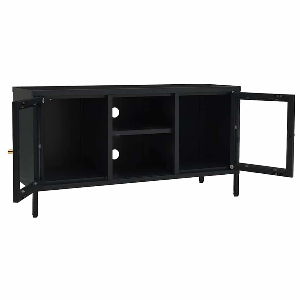 tv-skab 105x35x52 cm stål og glas sort