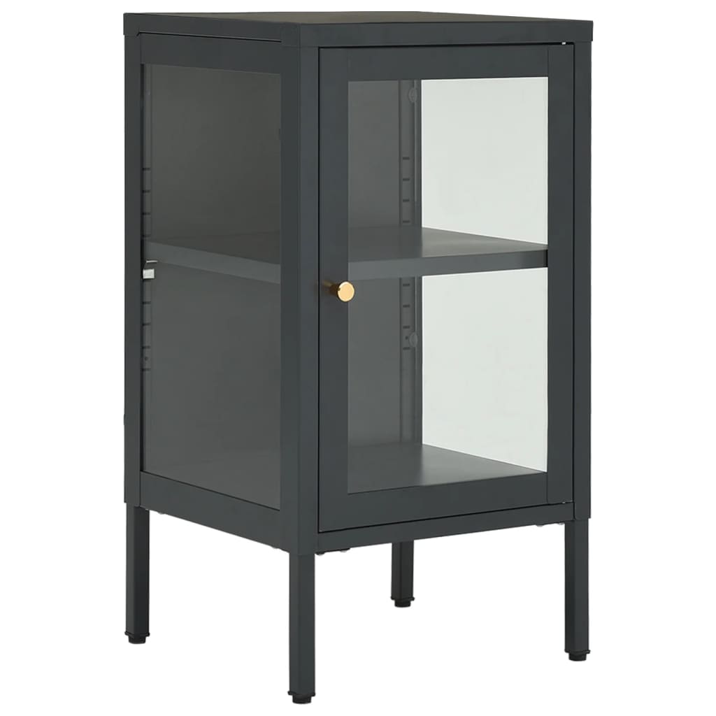skænk 38x35x70 cm stål og glas antracitgrå