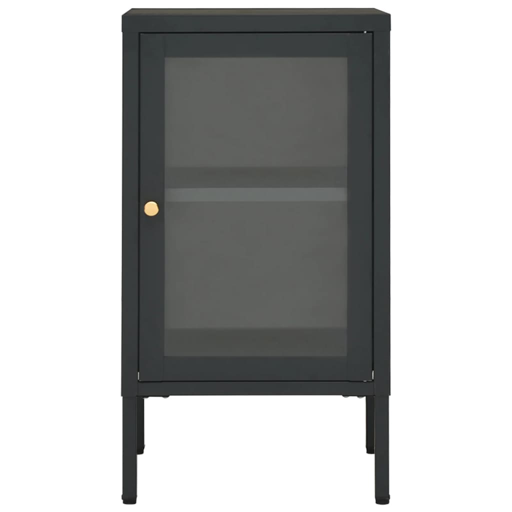 skænk 38x35x70 cm stål og glas antracitgrå