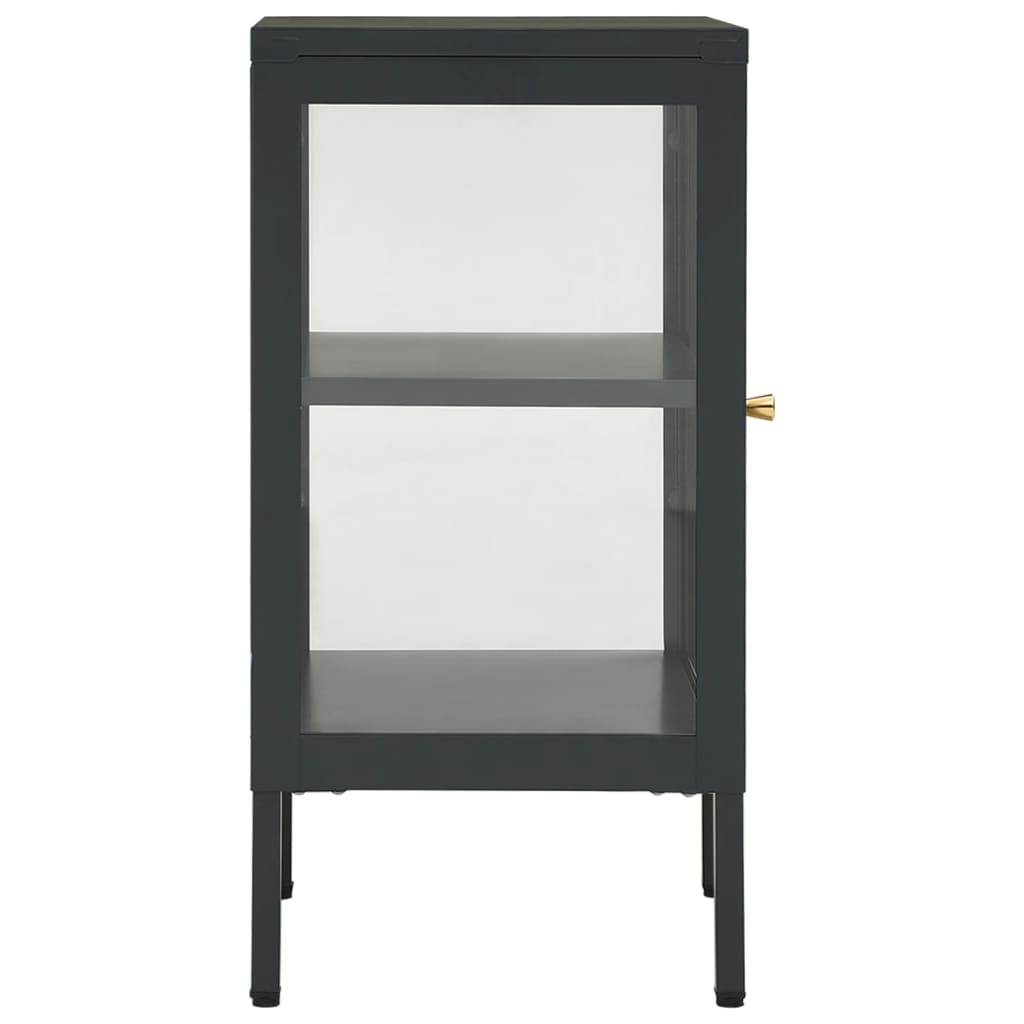 skænk 38x35x70 cm stål og glas antracitgrå