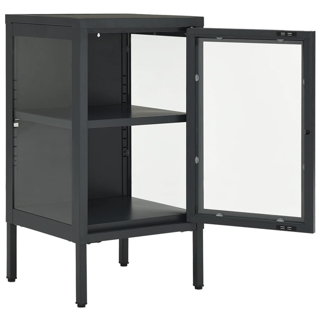 skænk 38x35x70 cm stål og glas antracitgrå
