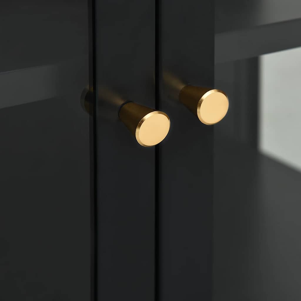 skænk 105x35x70 cm stål og glas sort