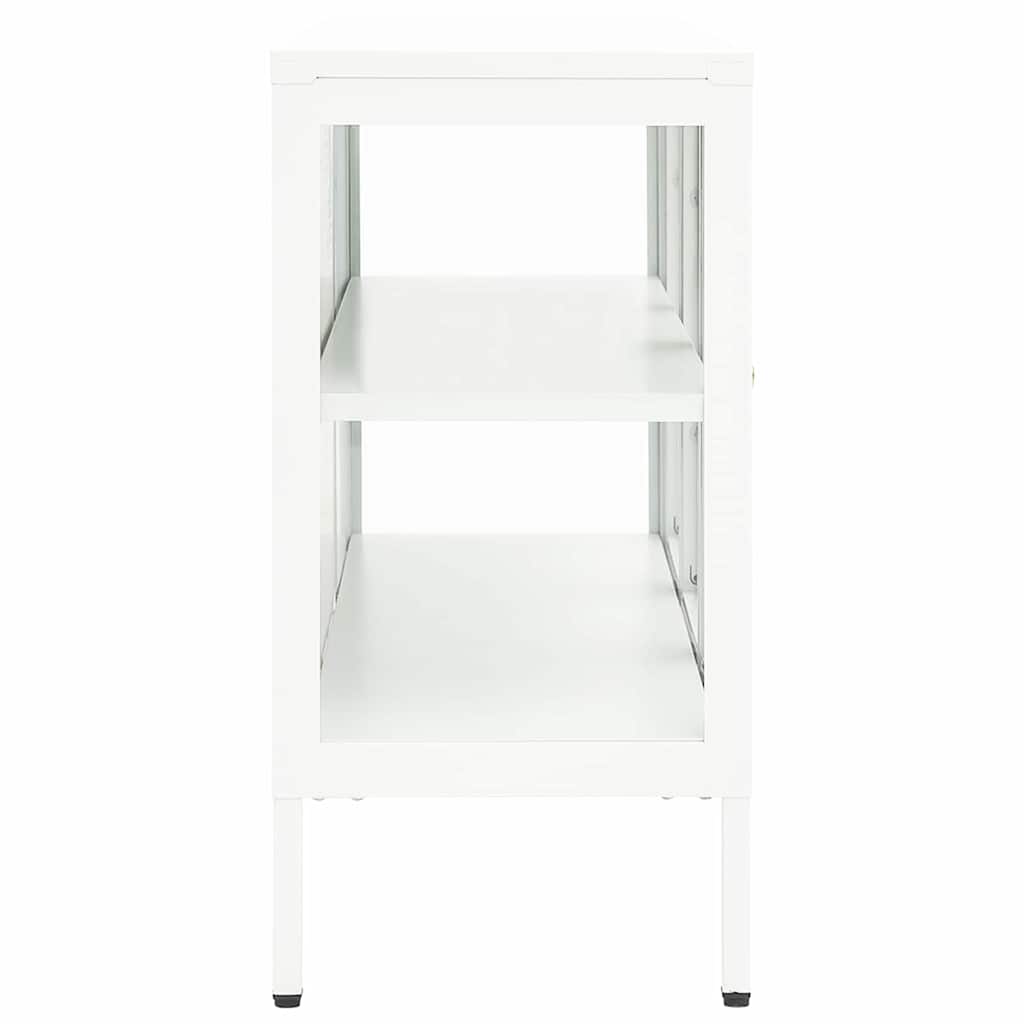 skænk 105x35x70 cm stål og glas hvid