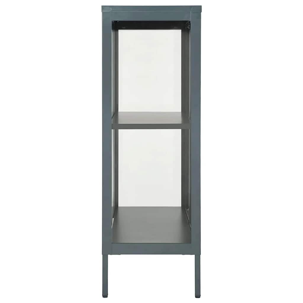 skænk 75x35x105 cm stål og glas antracitgrå
