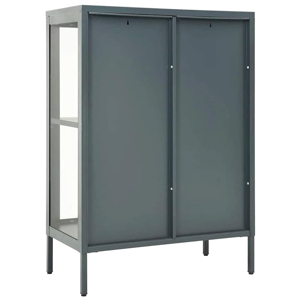 skænk 75x35x105 cm stål og glas antracitgrå