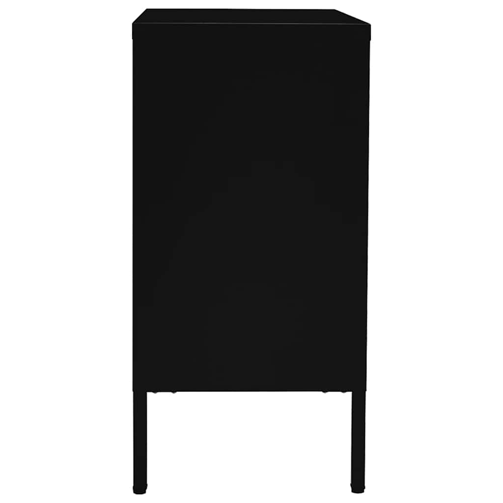 skænk 75x35x70 cm stål og hærdet glas sort
