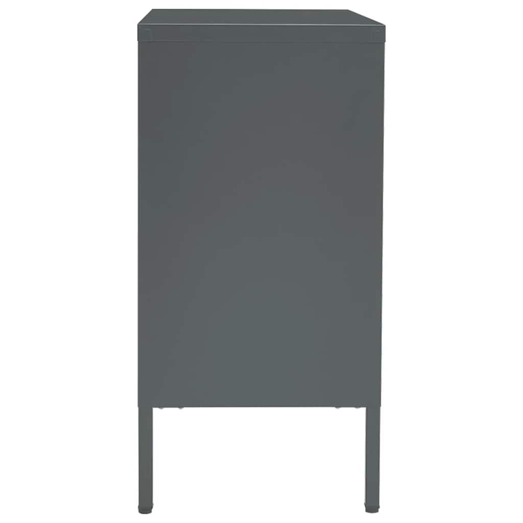 skænk 75x35x70 cm stål og hærdet glas antracitgrå