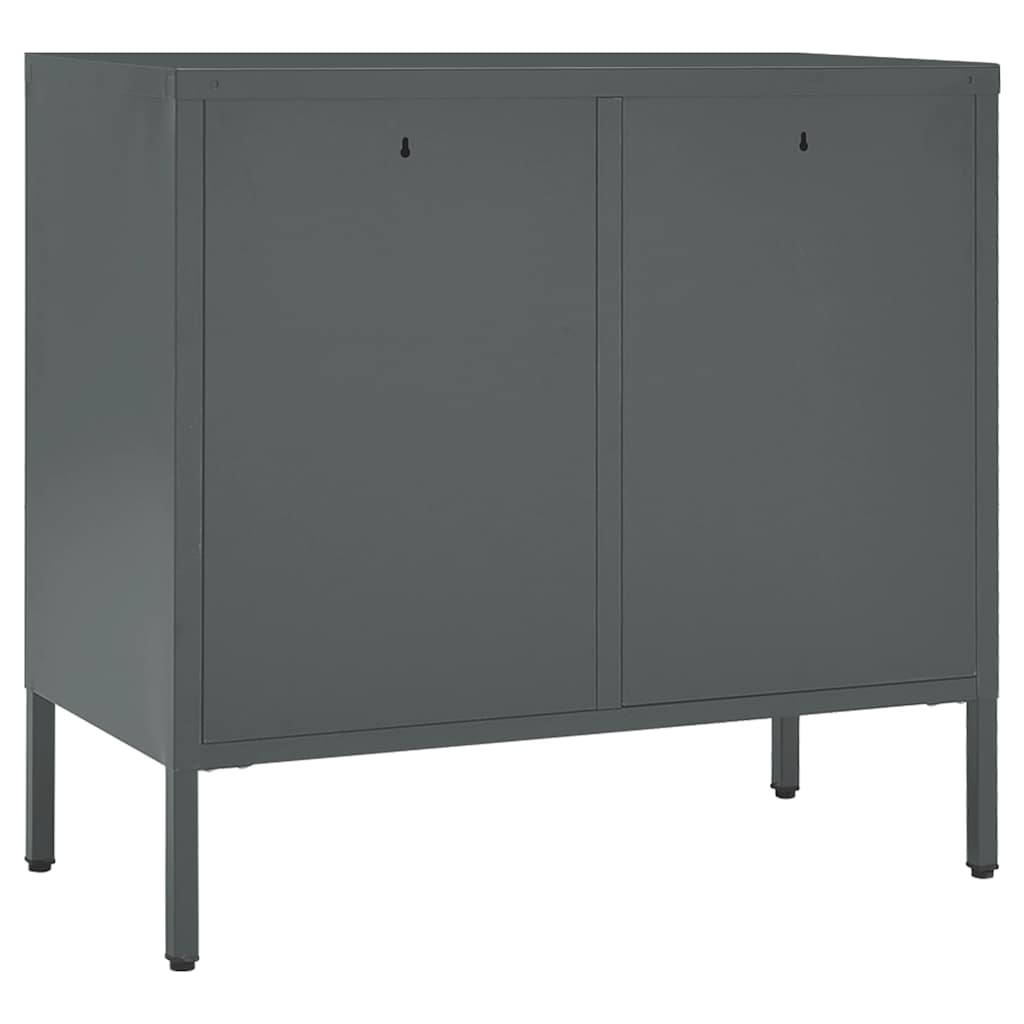 skænk 75x35x70 cm stål og hærdet glas antracitgrå