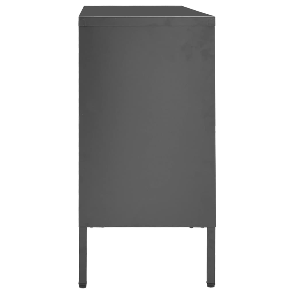 skænk 105x35x70 cm stål og glas antracitgrå