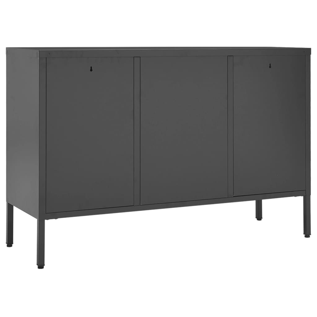 skænk 105x35x70 cm stål og glas antracitgrå