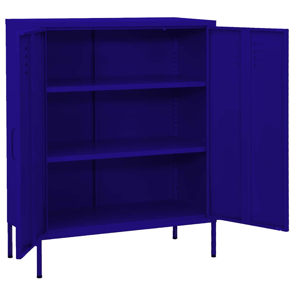 opbevaringsskab 80x35x101,5 cm stål marineblå