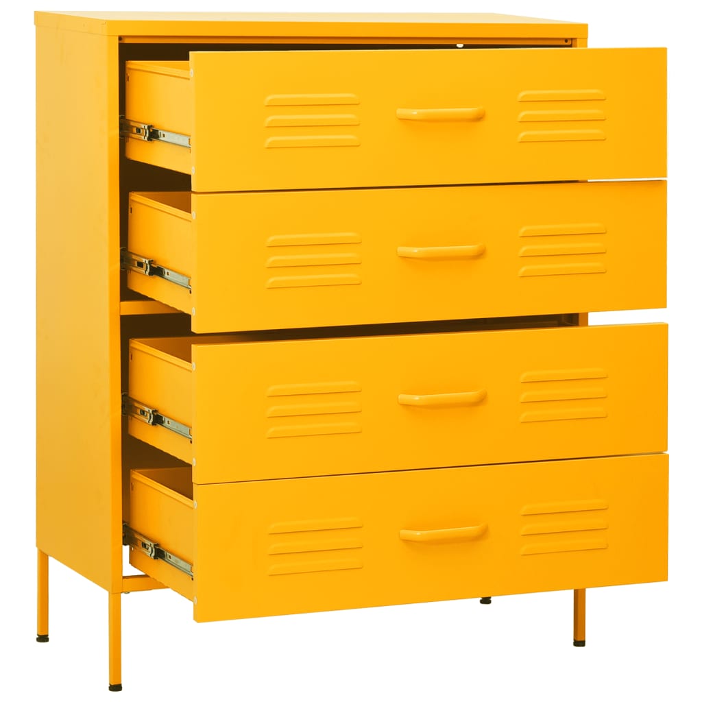 kommode 80x35x101,5 cm Sennepsgul