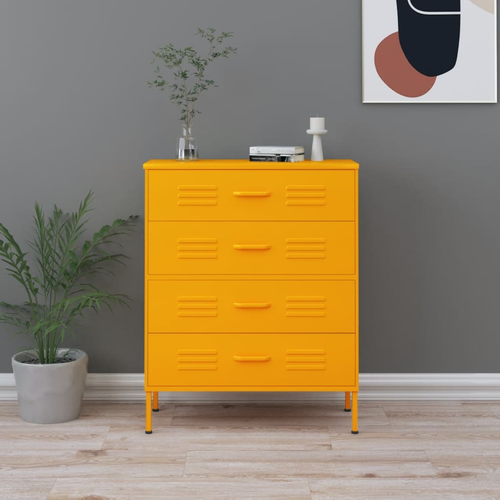 kommode 80x35x101,5 cm Sennepsgul
