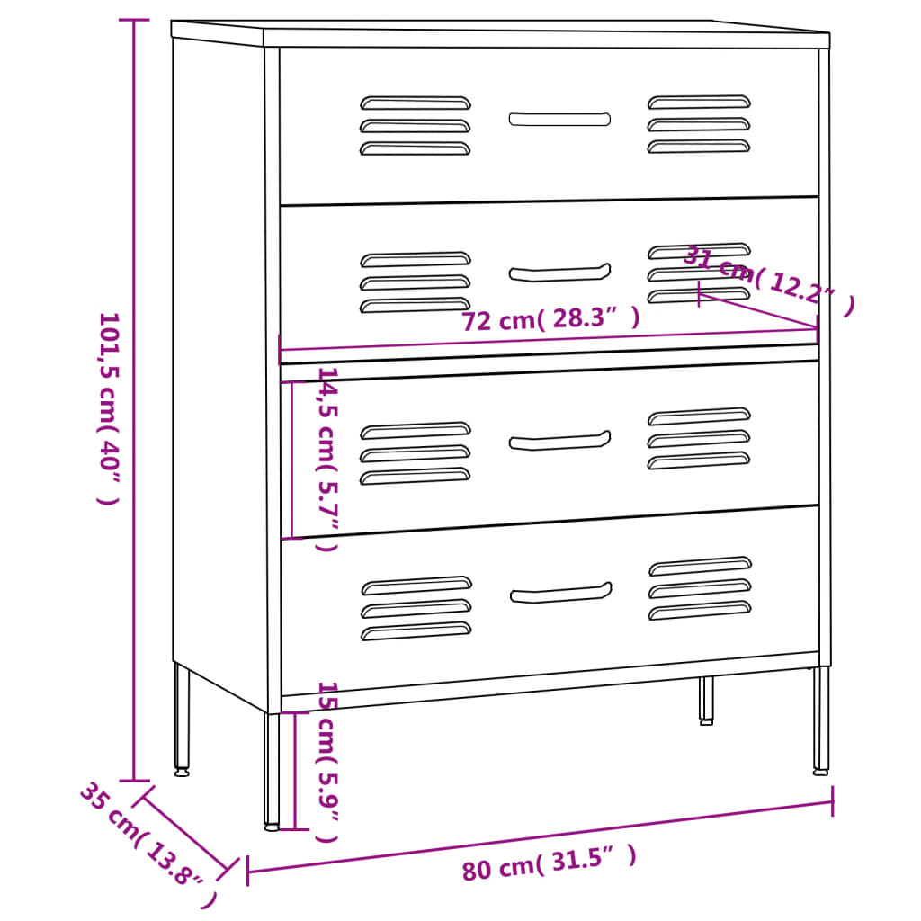 kommode 80x35x101,5 cm Orange