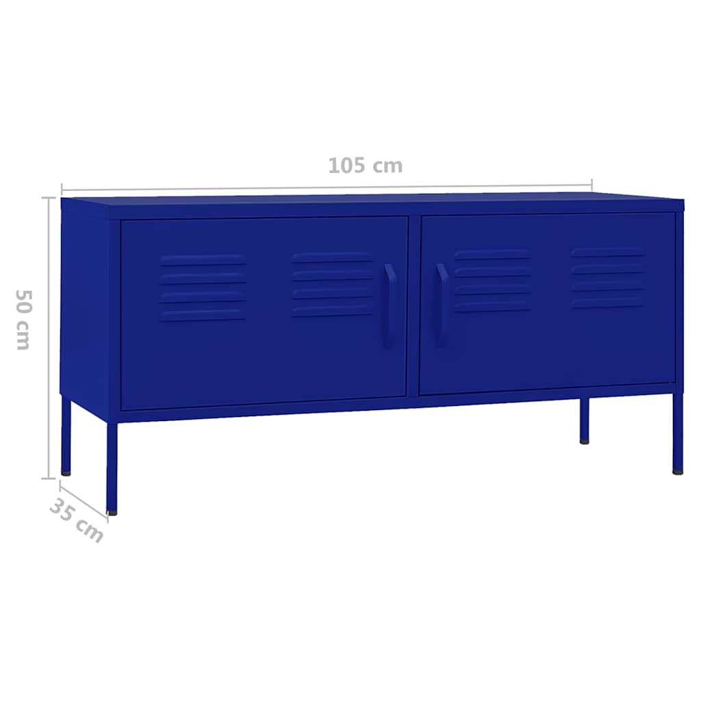 tv-skab 105x35x50 cm stål Marineblå