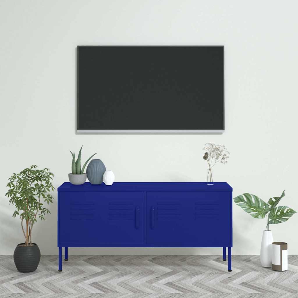 tv-skab 105x35x50 cm stål Marineblå