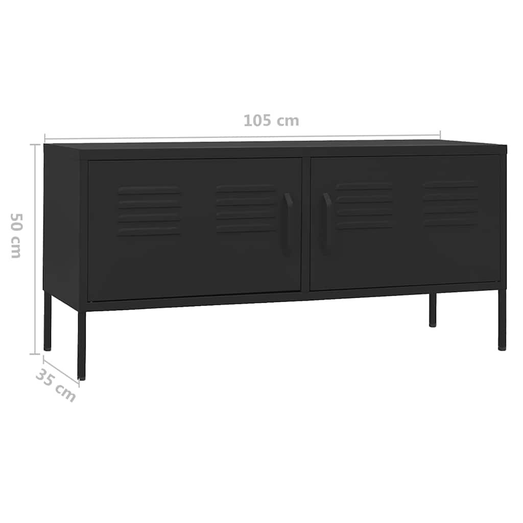 tv-skab 105x35x50 cm stål  Sort