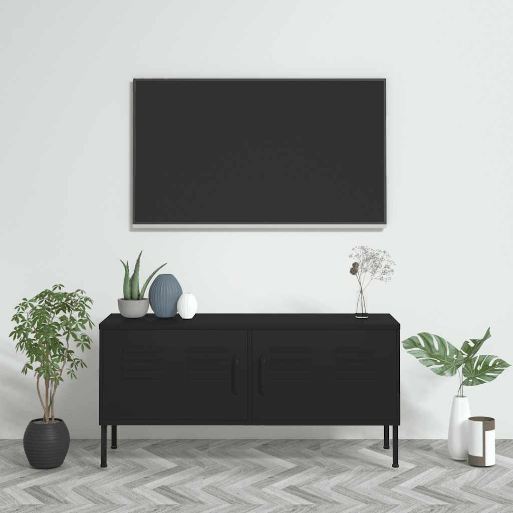 tv-skab 105x35x50 cm stål  Sort