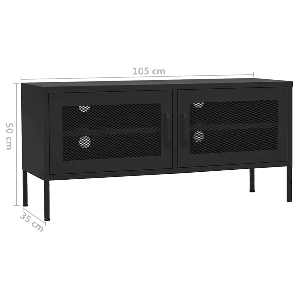 tv-skab 105x35x50 cm stål Sort