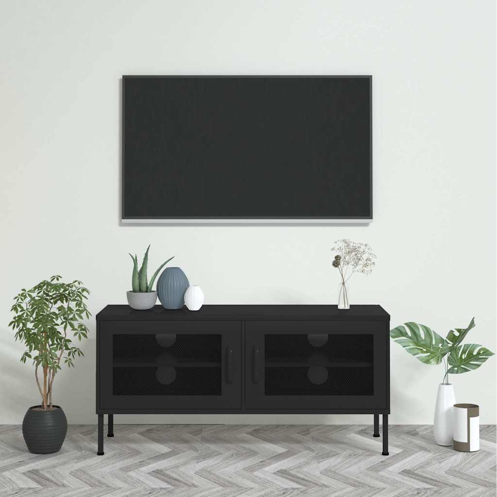 tv-skab 105x35x50 cm stål Sort
