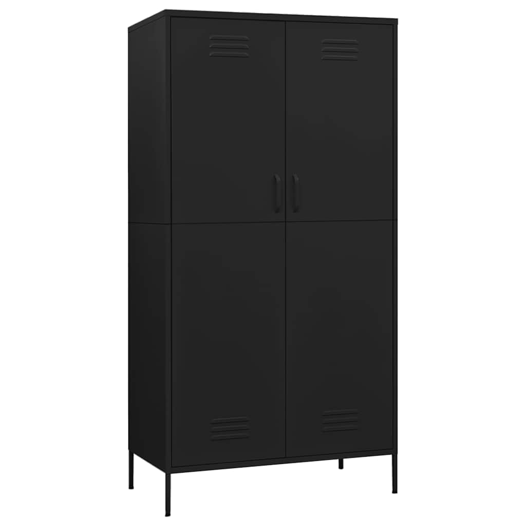 klædeskab 90x50x180 cm stål sort