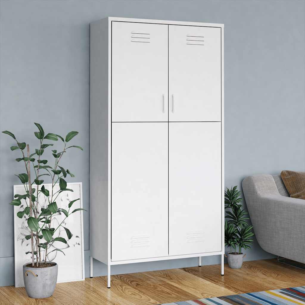 klædeskab 90x50x180 cm stål hvid