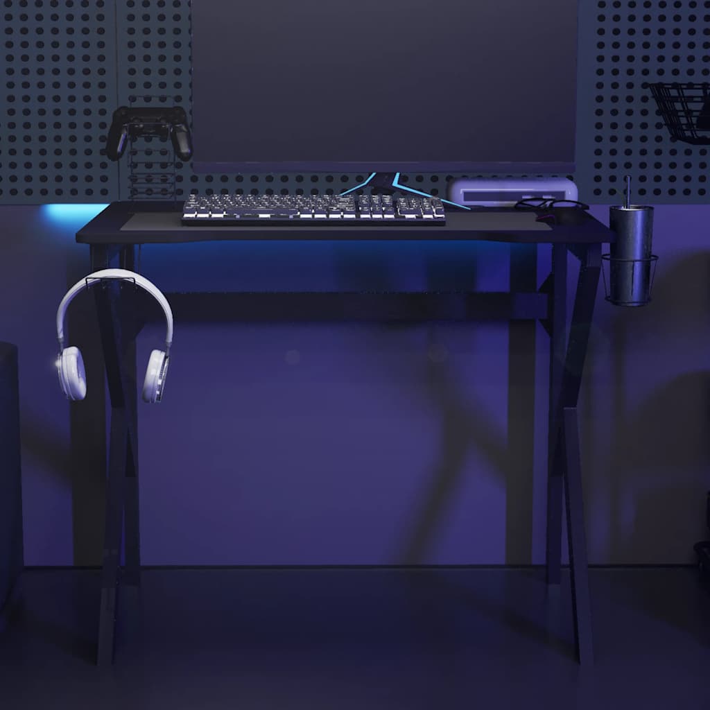 gamerbord 90x60x75 cm K-formede ben sort