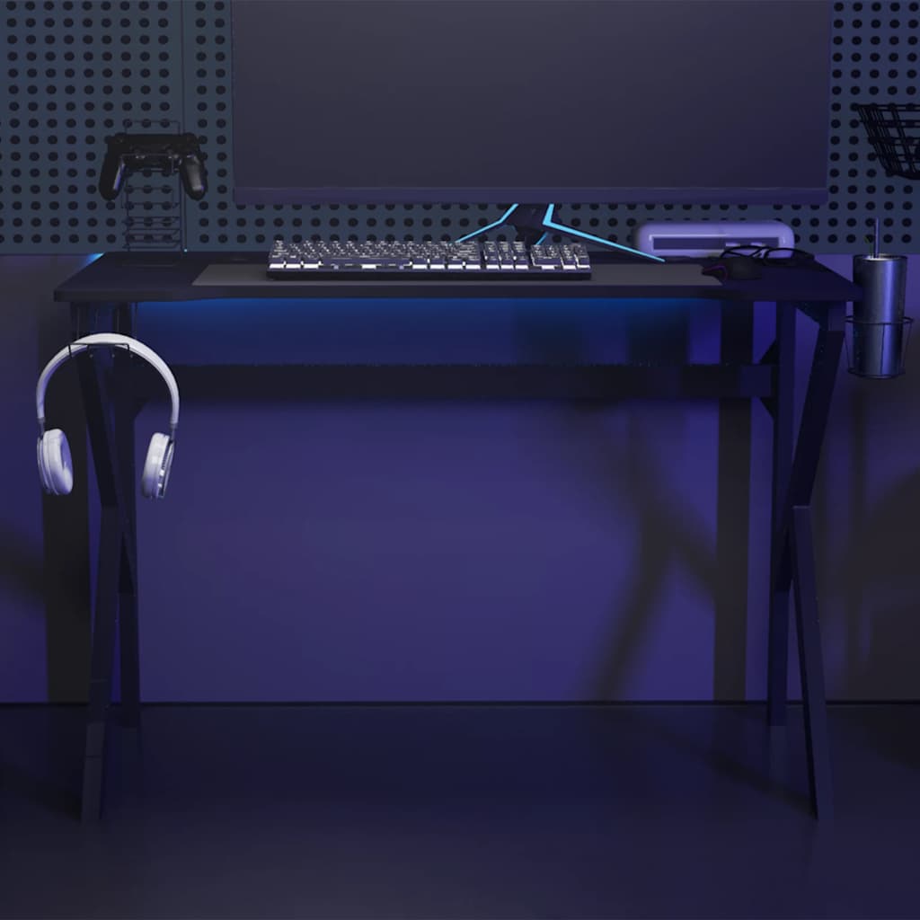 gamerbord 110x60x75 cm K-formede ben sort