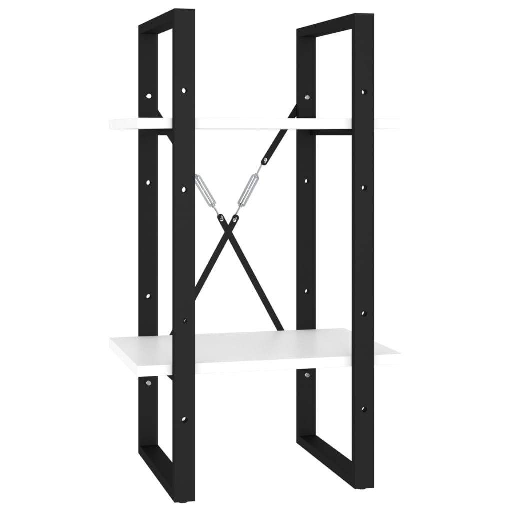 bogreol med 2 hylder 40x30x70 cm konstrueret træ hvid